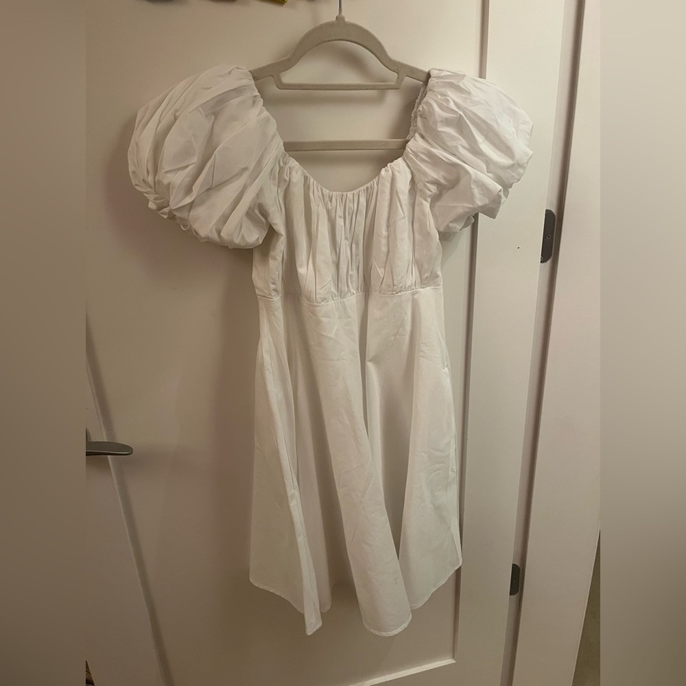 White Puff Sleeve Dress